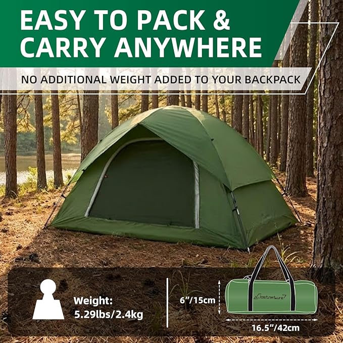 Camping Tent for 2 Person, 4 Person, 6 Person - Waterproof Two Person Tents for Camping, Small Easy Up Tent for Family, Outdoor, Kids, Scouts in All Weather and All Season by Clostnature
