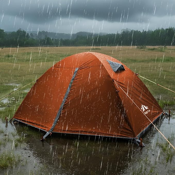 Night Cat 2-Persons Backpacking Tent: Waterproof Lightweight Camping Tent for Two People Hiking Outdoor Mountain with Aluminum Poles and Rainfly Green