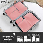 PANDA JOYS 4 Set Compression Packing Cubes Travel - Travel Accessories Expandable Packing Organizers for Carry On - Essentials Luggage Bags - Pink
