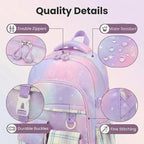 PRLINJSK Girls Backpack，Cute School Backpack for Girls Kids Teens，Kawaii Bookbag for Primary Elementary
