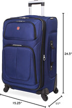 SWISSGEAR Sion Softside Expandable Spinner Luggage Durable Lightweight Travel Suitcase, Blue, Checked-Medium 25-Inch