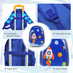 BABY JOY 2 Pieces Kids Luggage Set, 16" Toddlers Carry-on Suitcase & 12” Backpack Set, Children Travelling Case w/ 4 Casters & Retractable Handle, Lightweight Trolley Case for Boys & Girls (Astronaut)