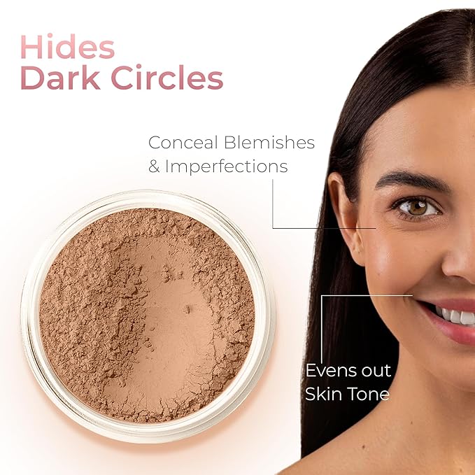 4pc (COCOA) KIT w/KABUKI BRUSH Mineral Makeup Matte Loose Powder Foundation Concealer Blush Long Lasting Bare Face Cosmetics
