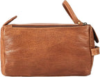 KomalC Premium Buffalo Leather Toiletry Bag for Men & Women With Water resistant Lining, Grooming Travel Pouch, Unisex Wash Bag for Toiletries, Gifts for Men and Women