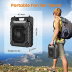 KITWLEMEN 10 Inch Solar Camping Fan with Light- Rechargeable Battery Operated Fan, 19H Run Time, 3 Speed, 6H Timer, SOS Signal, Portable Desk Fan for Camping Fishing RV Trips Hurricane Power Outage