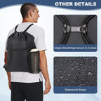 HOLYLUCK Men & Women Outdoor Sport Gym Sack Waterproof Drawstring Backpack Bag (Standard with drawstring, Black)