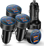 5 Pack USB C Car Charger, Multi Port 90W Super Fast Charging Cigarette Lighter Adapter, 4-in-1 Dual USB-C & USB-A Car Phone Power Adapter for iPhone 17/16/15/Pro Max, iPad, Samsung Galaxy S25