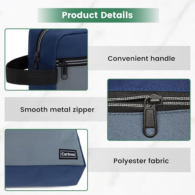 Carbrea Travel Toiletry Bag - Small Toiletry Bag for Men Skincare Bag for Toiletries Accessories Gifts - Navy Blue