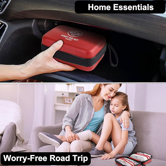 VRIEXSD Premium First Aid Kit, 320 Piece Waterproof Hard Shell Eva First Aid Kit for Home, Camping, Cars, Hiking, Travel, Businesses & Outdoor Emergencies - Emergency Medical Kits (Black)