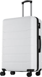 OLIXIS 24 Inch Luggage, Hardside Suitcase with Spinner Wheels, Lightweight ABS Hard Shell Checked Luggage, TSA Approved Lock, Expandable Medium Suitcase for Travel & Business–White