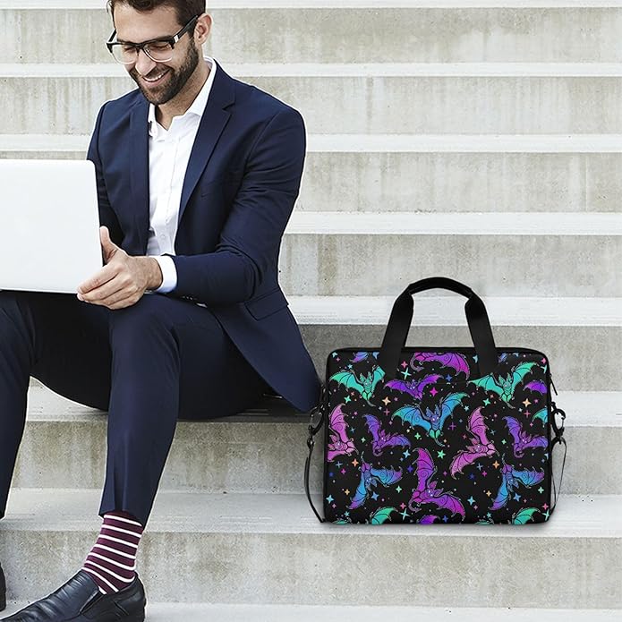 MNSRUU Laptop Bag for 15.6 inch Black Gothic Bats