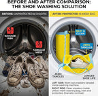 Shoe Washing Machine Bag for Washer & Dryer, Mesh Laundry Shoe Bag with Brush & Shoe Trees, Sneaker Cleaning Bag, Reusable Shoe Cleaner, Fits Up to Size 13