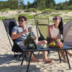 MOON LENCE High Back Folding Camping Chairs, Height-Adjustable, Widened Seat, for Beach with Anti-Sinking Feet