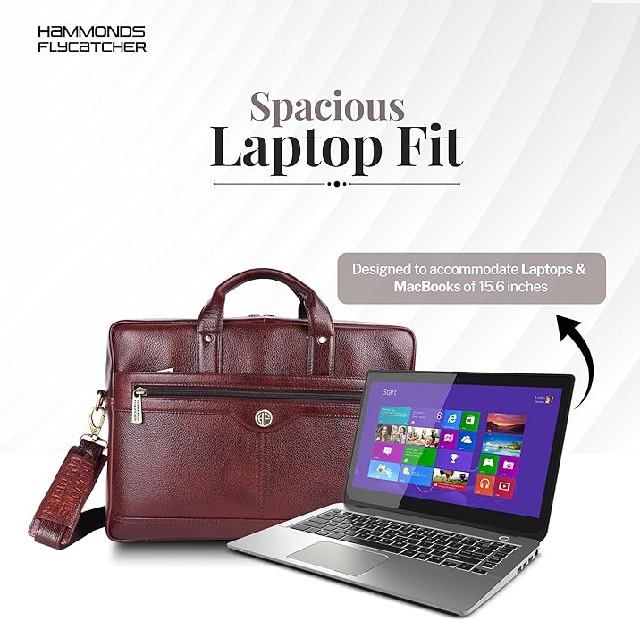 HAMMONDS FLYCATCHER Genuine Leather Laptop Bag for Men, Padded 15.6" Laptop Sleeve, Leather Messenger Bag for Men Briefcases