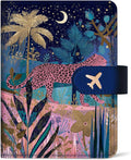 Passport Holder for Travel Essentials, RFID Blocking Leather Cover Wallet with Magnetic Closure, Aesthetic & Cute Passport Book Case for Women and Men - Cheetah