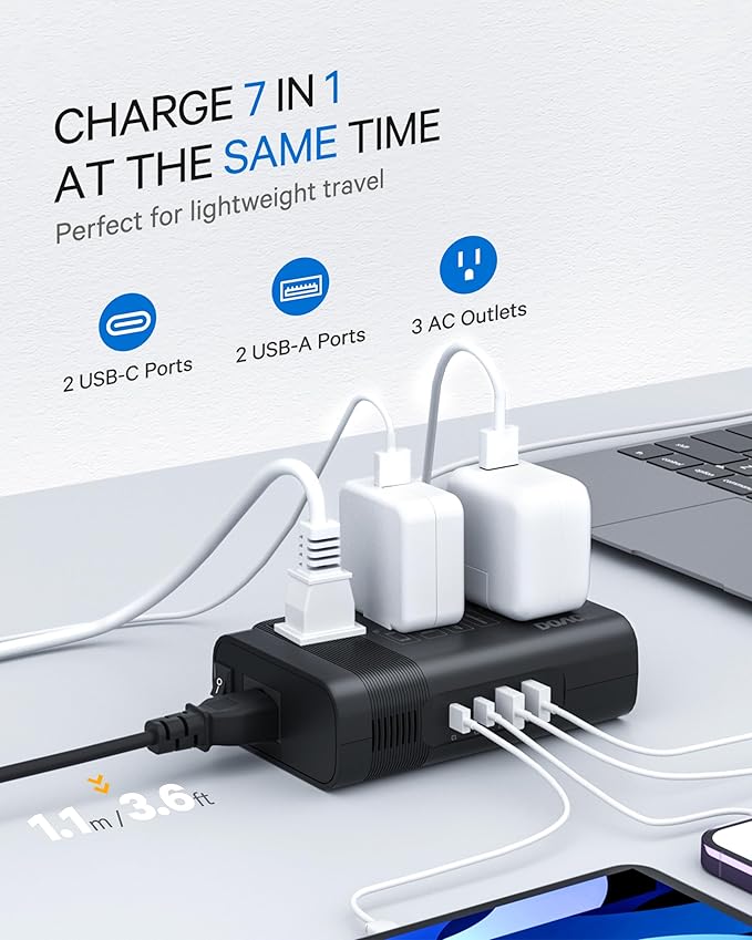 DOACE 350W Voltage Converter US to Europe - 220V to 110V Converter for European Travel, Power Adapter Combo with PD Chargers for Hair Straightener Shaver Toothbrush CPAP Camera Phone