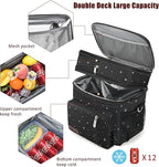 MIYCOO Lunch Bag & Lunch Box for Women Men, Double Deck Leakproof Insulated Soft Large Adult Camping Cooler bag for Work, Beach, Picnic, Travel (Black Starry Sky, 15L)