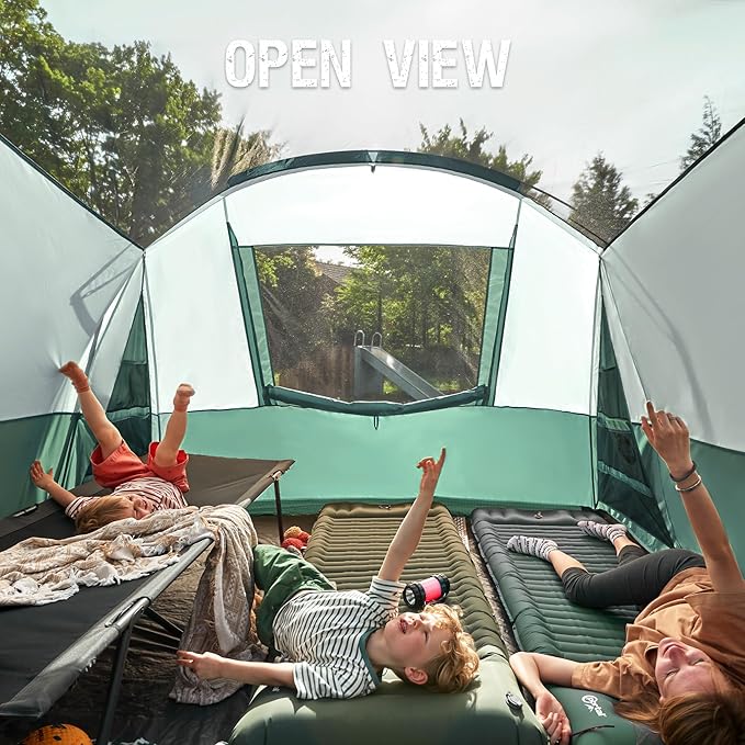 PORTAL 6/8/10 Person Family Camping Tent with Screen Room, Water Resistant Big Tunnel Tents with Rainfly, Large Family Tent for Camping, Outdoor, Patio