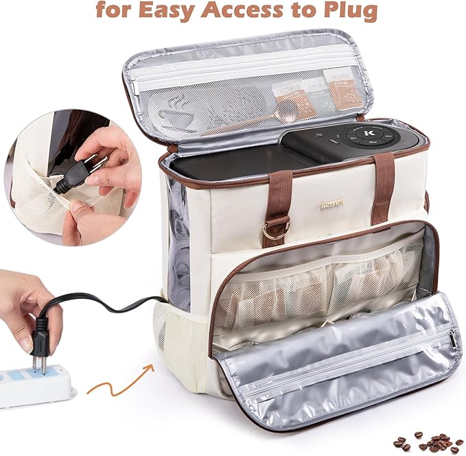 BAGSPRITE Travel Coffee Maker Carrying Case for Keurig K-Mini Plus & K-Slim – Portable Single Serve Coffee Machine Storage Bag with Accessories Space, Coffe Maker Travel Bag
