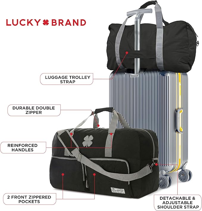 Lucky Travel Duffel Bags 115L, Gym Bag, Travel Bag & Large Duffle Bag for Men, Foldable Overnight Weekender Bags for Women & Men with Adjustable Shoulder Strap, Black