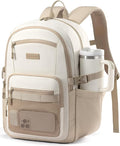 LOVEVOOK Laptop Backpack Women with 40oz Cup Holder Buckle Strap, 15.6 Inch Tech-Ready Work Backpack, TSA-compliant for Travel & College with Versatile Mesh Pocket, Oatmeal Cream