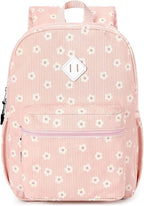 STEAMEDBUN Corduroy Kids Backpack for Girls Boys 3-8, Girls Backpack for Elementary Kindergarten - Pink Sakura