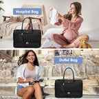 Travel Weekender Bags for Women - Duffle Bag Women with Shoe Compartment Carry On Overnight Bag with Toiletry Bag Duffel Bags with Wet Pocket for Gym Hospital Bags Black for College