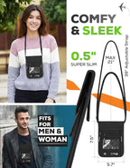 RFID Travel Neck Wallet - Black | Sleek, Secure Passport Holder and Money Pouch with Adjustable Neck Strap for Men and Women to Keep Cash, Credit Cards and Travel Documents Safe.