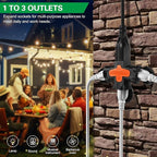 3 Outlet Indoor Outdoor Wall Adapter, ETL Listed 3-Prong Grounded Outlet Splitter, Weatherproof Heavy Duty Multi Outlet Power Plug Extender with Protective Cover, Black (Orange, 2 Pack)