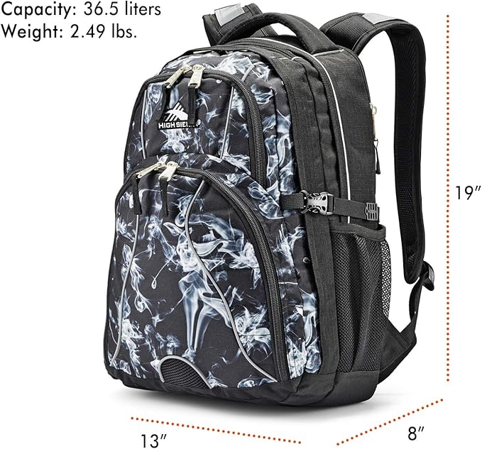 High Sierra Swerve Laptop Backpack, Black Steam/Black, One Size