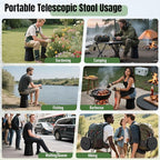 Doseno Upgraded Foldable Stool Thickened Set of 2, Portable Collapsible Stool Retractable Stool, Foldable Portable Collapsible Chair for Fishing, Hiking Tours, BBQ, Parties, Outdoor Activities (Black)