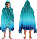 COTTON CRAFT Hooded Beach Towel – Oversized 35 x 70 Towel with Hood for Adults - 100% Cotton Velour Terry Jacquard Towel - Pool Bath Wrap - 450 GSM Soft Absorbent Quick Dry – Blue Tiles