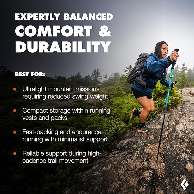 BLACK DIAMOND Distance Z Trekking Poles (Pair) | Ultralight | Foldable Z-Pole Design | Trail Running & Hiking Stability
