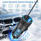 【MFi Certified】iPhone Fast Car Charger, Caiinei 4.8A Dual USB Power Cigarette Lighter iPhone Car Charger Fast Charging Built-in 6FT Lightning Cable for iPhone 14 13 12 11 Pro Max XS Mini XR X SE iPad