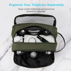 Gonex Travel Toiletry Bag Nylon, Toiletries Kit Shaving Bag Toiletry Organizer Olive & Brown