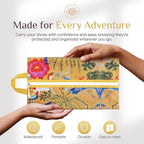 Shoe Bags for Travel - Footwear Organizer for Suitcases, Gym, Work Trips (Yellow Flower)