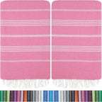 HAVLULAND Oversized Turkish Beach Towel 72’’x40’’ - Set of 12 | 100% Cotton Lightweight Sand Free Quick Dry Pool Towels | Extra Large Bath Towels for Adults Beach Blanket Essentials Case of 12 Pink