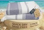 LANE LINEN Beach Towel 2 Pack - Beach Towels Oversized, Pre-Washed Large Beach Towels, Sandless Beach Towel, Quick Dry Travel Towel, Large Pool Towels, 39"x71" - Navy Blazer
