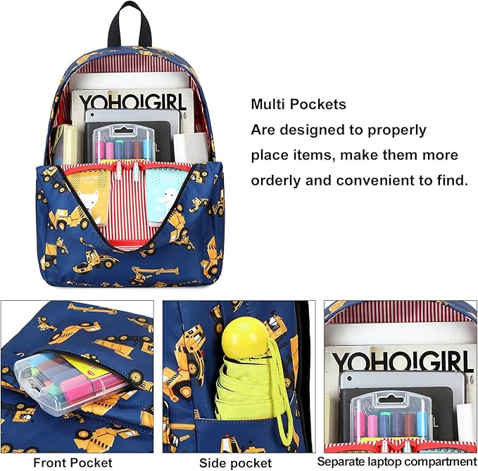 CAMTOP Preschool Backpack for Kids Boys Toddler Backpack Kindergarten School Bookbags (Engineering Navy)
