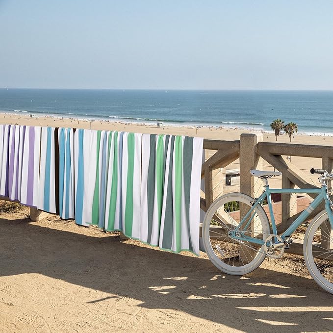 Bornbay Cotton Oversized Beach Towel - Extra Large 40"X70" Big Cute Thick Pool Towel, XL Stitch Beach Towels Striped Purple Swimming Towel for Adults Women