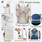 BECOJADDE 20L Small Hiking Backpack for Men Women Foldable Packable Back Pack Ultralight Hiking Daypack for Travel Camping Outdoor, Beige Green
