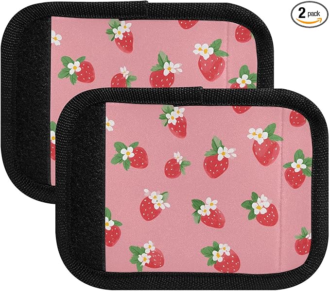 Strawberry Pink Cute Luggage Handle Wrap for Suitcase Luggage Tags Handle Covers Identifiers Soft Decorations Travel Accessories 2 Pack