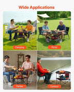 VEVOR Folding Camping Table, Portable Outdoor Lightweight Picnic Table, 600D Oxford Fabric Waterproof Canvas Travel Beach Tables, with 4 Cup Holders, Carry Bag, for Tailgating Camping Picnic, Black