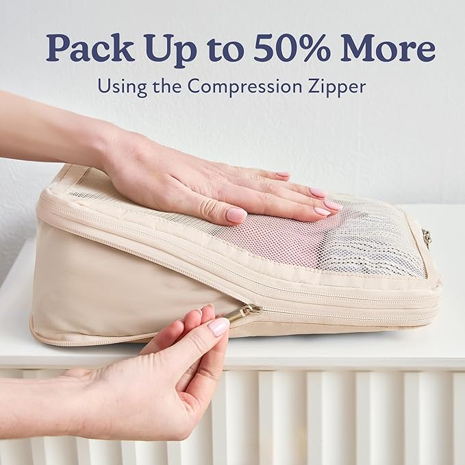 Vandel Space-Saving Compression Packing Cubes for Women, Men, 6-Pack Compressible Carry On Suit Case Organizer Luggage Packing Cubes for Travel Compression Organizer Bags for Luggage, Suitcase Cube