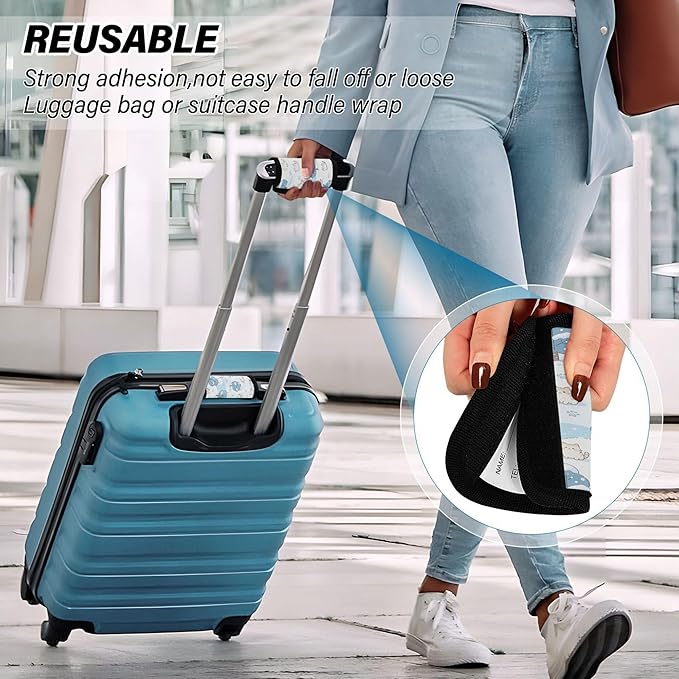 Snowy Kitten Cuddle Stretchy Wraps Luggage Tags Handle Grip Luggage Identifier for Airport Travel Bag