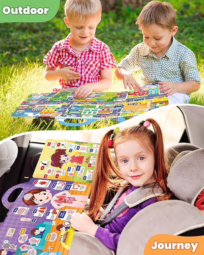 Walenced Reusable Sticker Book for Toddlers, Stickers for Kids, Toddler Sticker Book, Toddler Craft Activities, Toddler Travel Toys Boy Girl Birthday Gifts