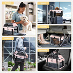 Lekereise Top-Expandable Pet Carrier 18x11x11Inch Delta American United Airline Approved Soft Sided Underseat to 15lbs Travel Carriers for Small Dogs Cats with Locking Safety Zippers Anti-Scratch Mesh