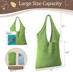Premillow Crochet Beach Tote Bags, Stylish Mesh Beach Bags Shoulder Bag for Women, Cute Summer Vacation Boho Tote Bag