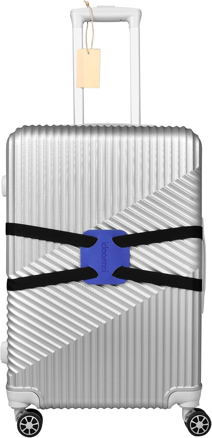 Luggage Straps Bag Bungee for Luggage， High Elastic Suitcase Adjustable Belt Bag Bungees with Buckles (Black/Blue)