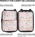Gonex Compression Packing Cubes, 4pcs Expandable Storage Travel Luggage Bags Organizers (Floral Pink)